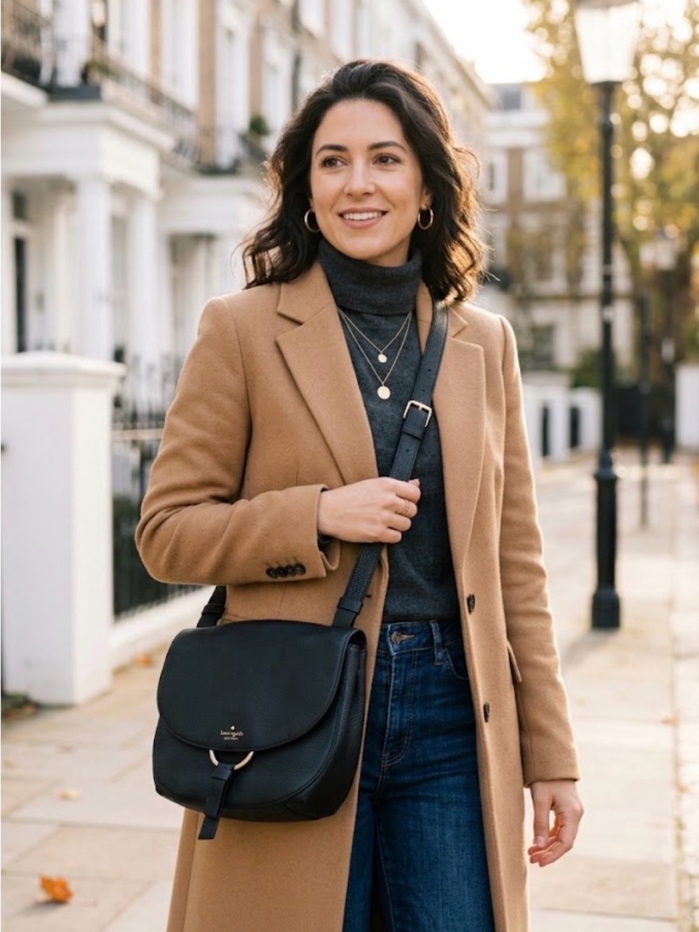 Kate Spade Hayes Black Leather Flap Crossbody Bag